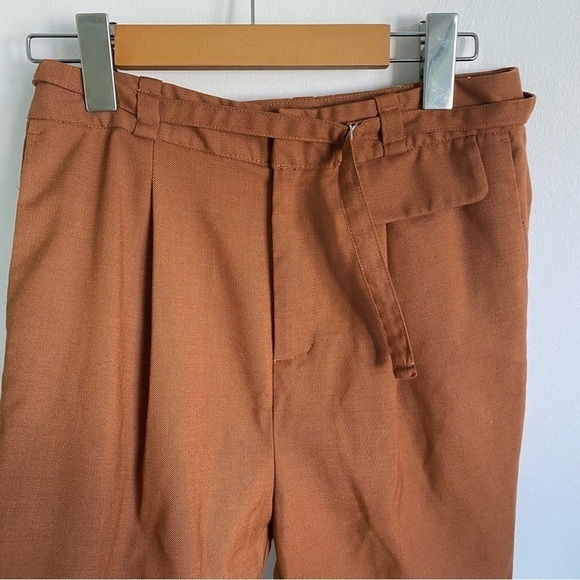 Frank and Oak Women High-Rise Belted Pants in Terracotta / Rust Brown • sz US 2 - Picture 2 of 10